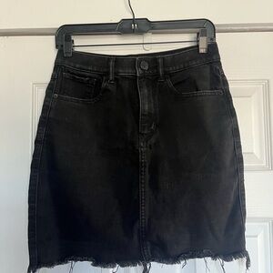 EXPRESS Black Denim Skirt with Button Detail